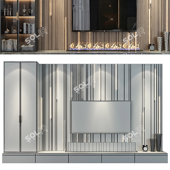 Modern TV Shelf Decor Set 3D model image 2