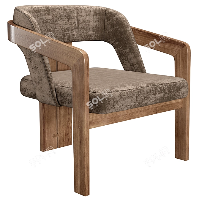 Eco-Design Walnut Armchair for Style 3D model image 1