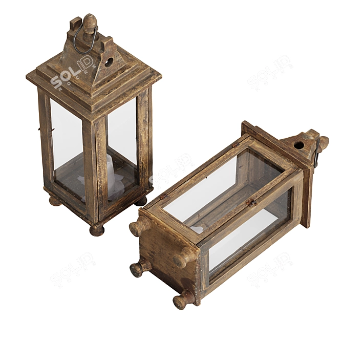 Photorealistic Wooden Lantern 3D Model 3D model image 4