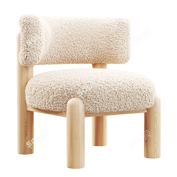 Cozy White Shearling Accent Chair 3D model image 1