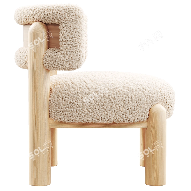 Cozy White Shearling Accent Chair 3D model image 2