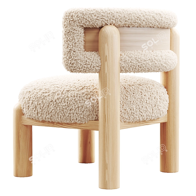 Cozy White Shearling Accent Chair 3D model image 3