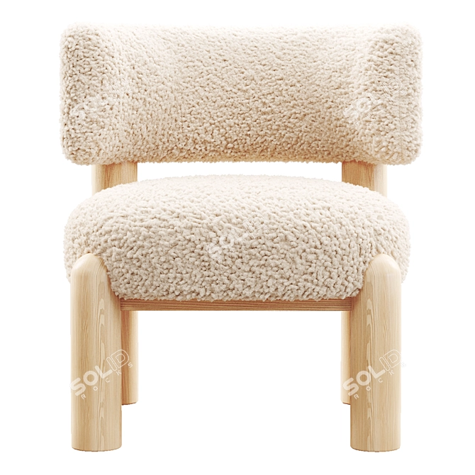 Cozy White Shearling Accent Chair 3D model image 4