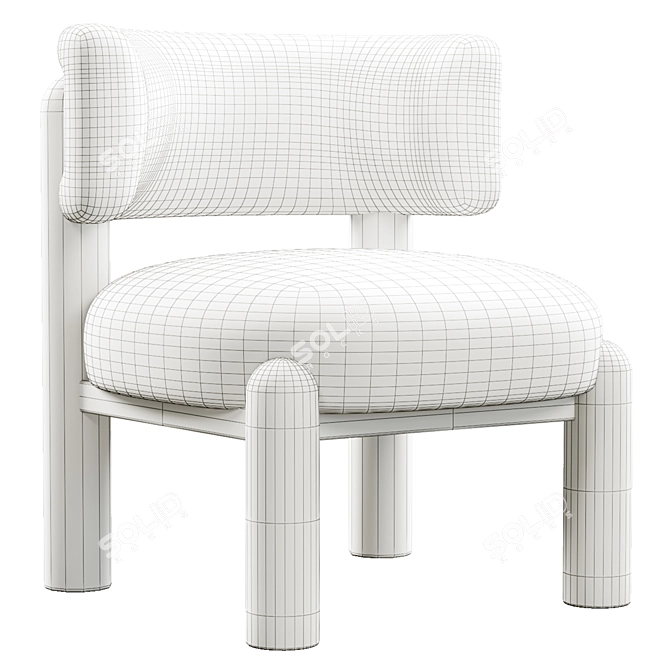 Cozy White Shearling Accent Chair 3D model image 5