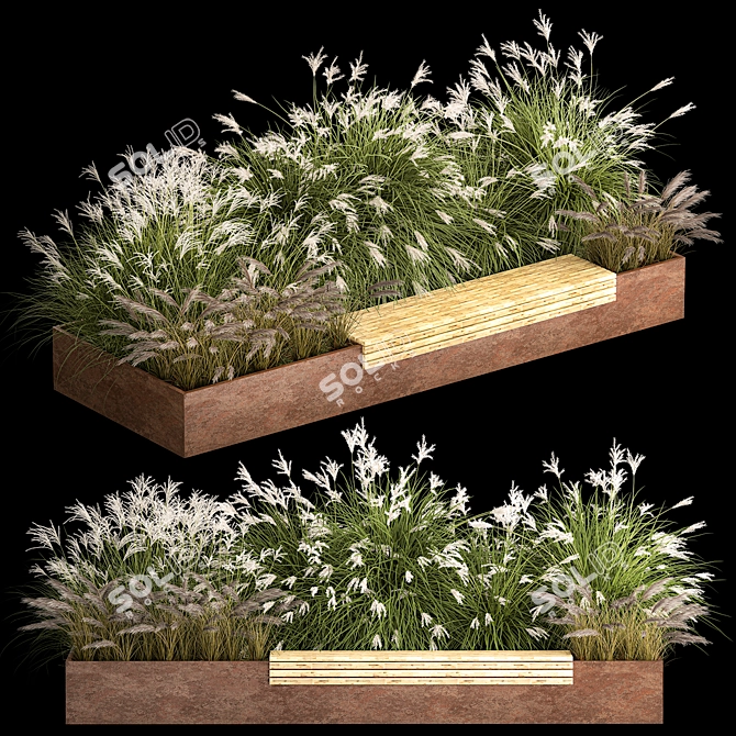 Urban Greenery Collection Bench 3D model image 1