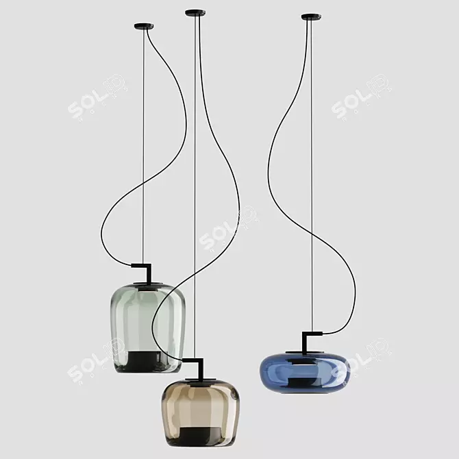 Modern Double Brokislighting Fixture 3D model image 1