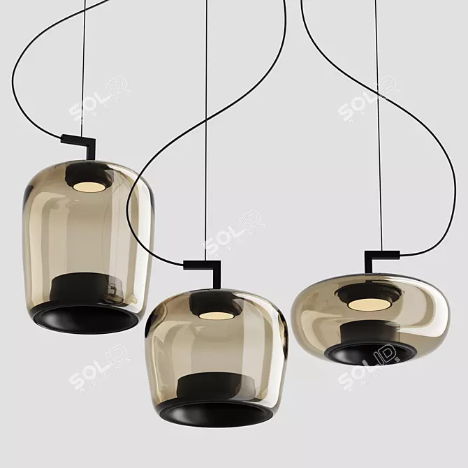 Modern Double Brokislighting Fixture 3D model image 5