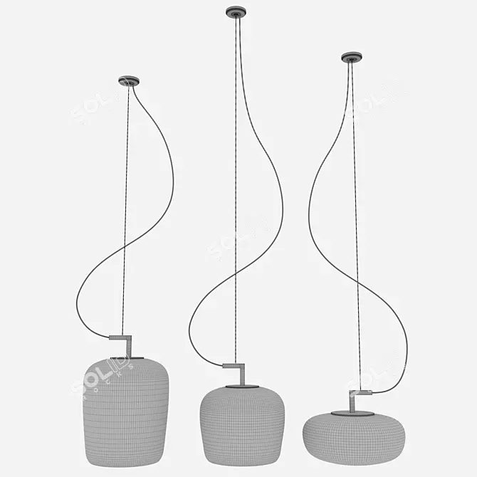 Modern Double Brokislighting Fixture 3D model image 7