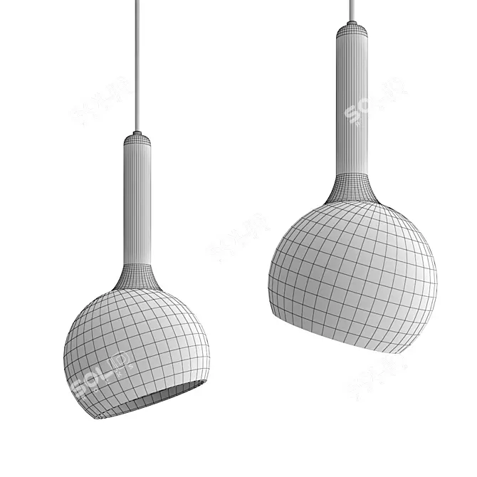 Glass Dome Pendant Light Gold 3D model image 3