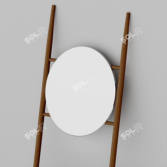 Mid-Century Acacia Ladder with Mirror 3D model image 2