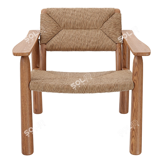 Handwoven Abondance Straw Chair 3D model image 2