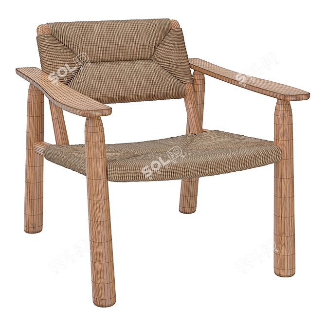 Handwoven Abondance Straw Chair 3D model image 5