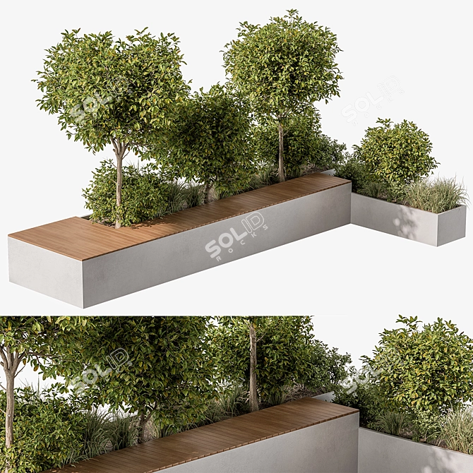  Urban Furniture 51: Bench with Plants 3D model image 1