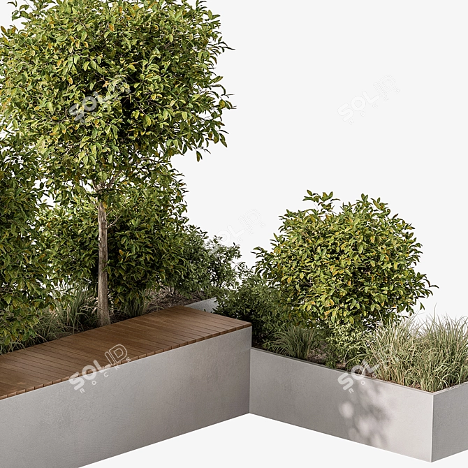  Urban Furniture 51: Bench with Plants 3D model image 2