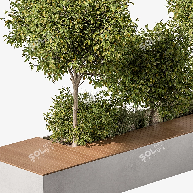  Urban Furniture 51: Bench with Plants 3D model image 3