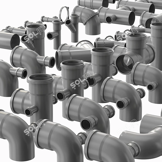 Smooth Geometry Sewer Fittings Set 3D model image 2