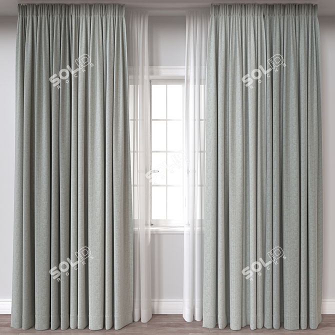  3D Curtain Model with 112650 Polys 3D model image 1