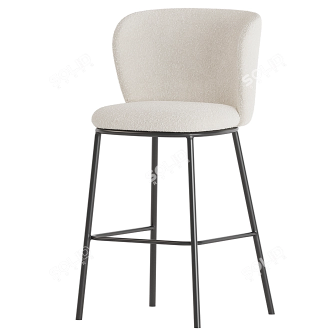 Ciselia Light Grey Fabric Bar Stool 3D model image 2