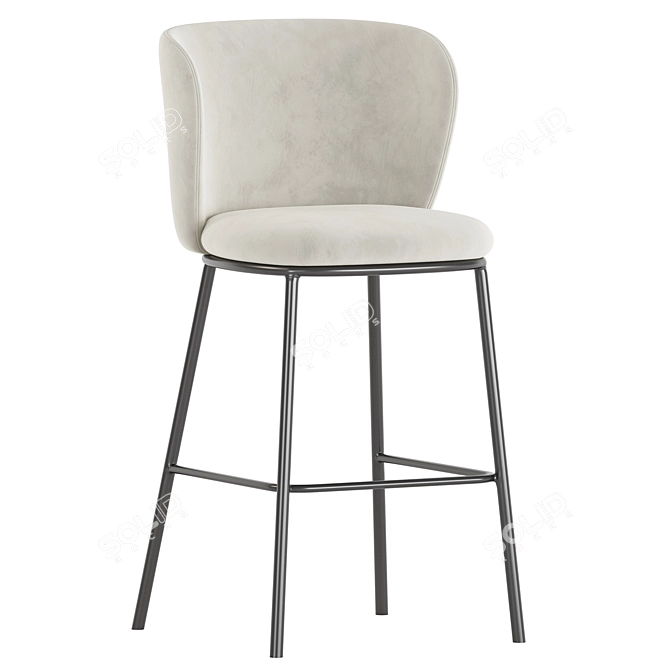 Ciselia Light Grey Fabric Bar Stool 3D model image 3