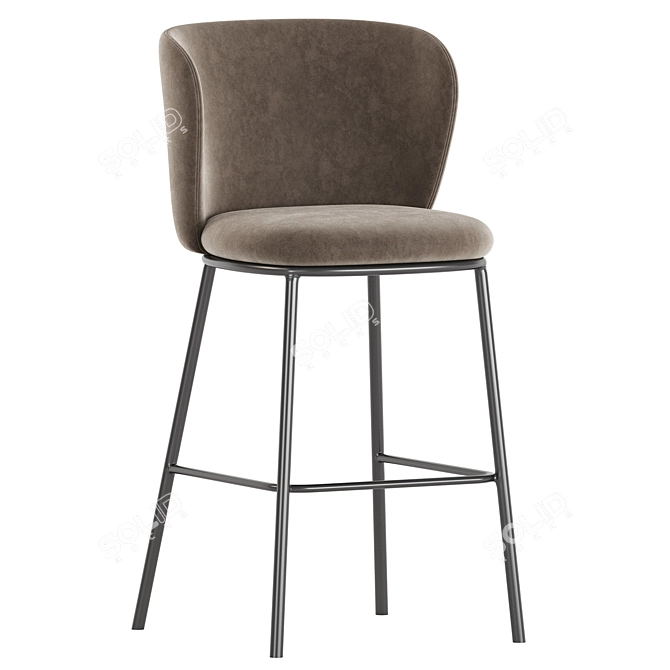 Ciselia Light Grey Fabric Bar Stool 3D model image 4
