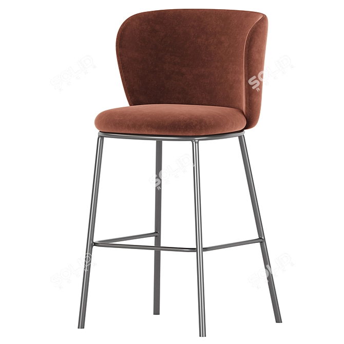 Ciselia Light Grey Fabric Bar Stool 3D model image 5