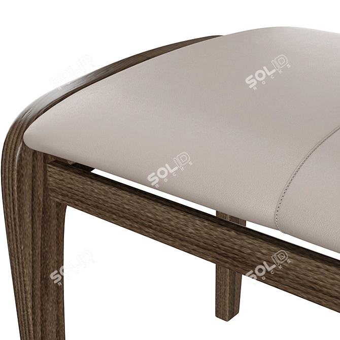 Elegant Solid Walnut Upholstered Bench 3D model image 4