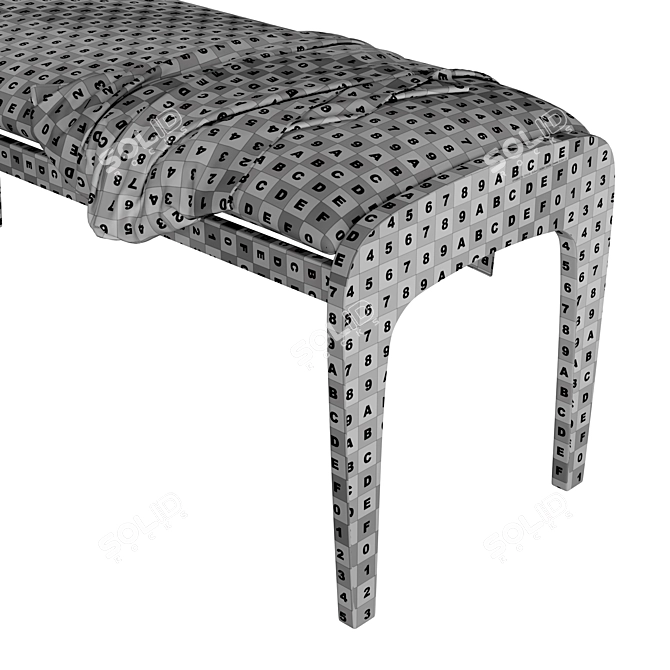 Elegant Solid Walnut Upholstered Bench 3D model image 7