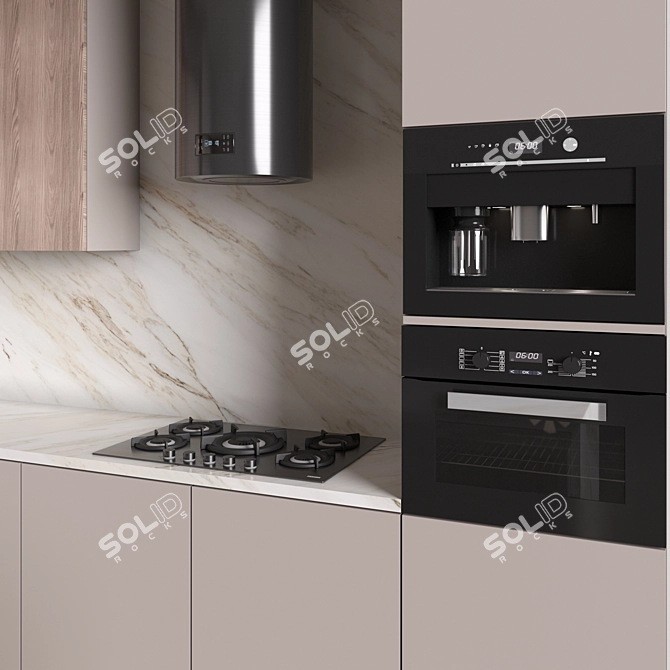 Modern Kitchen Set with Appliances 3D model image 2