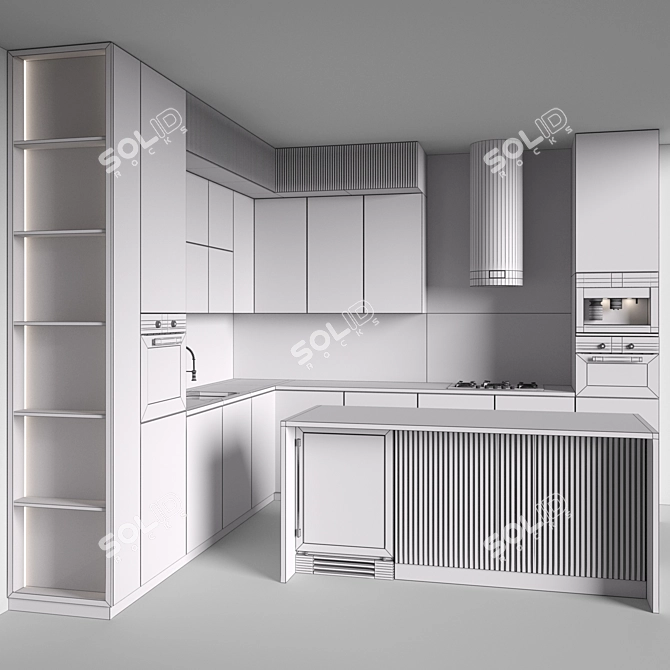 Modern Kitchen Set with Appliances 3D model image 4