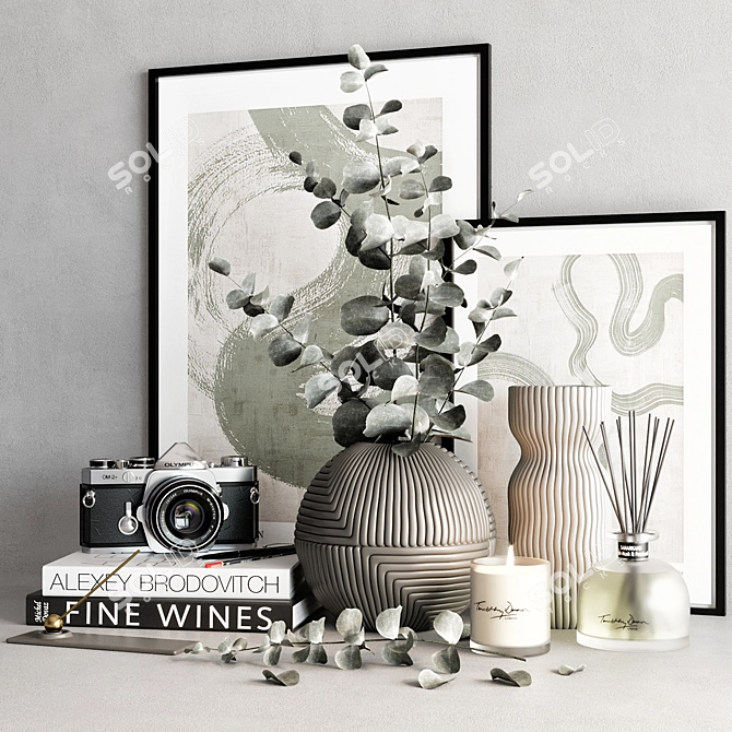 Modern Home Decor Set with Vases 3D model image 2