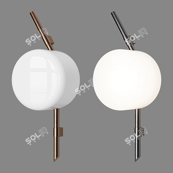 Opal Glass Cylinder Wall Sconce 3D model image 2