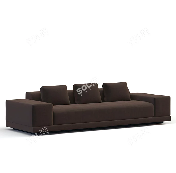 Velvet Maroon Highland Sofa 3D model image 2