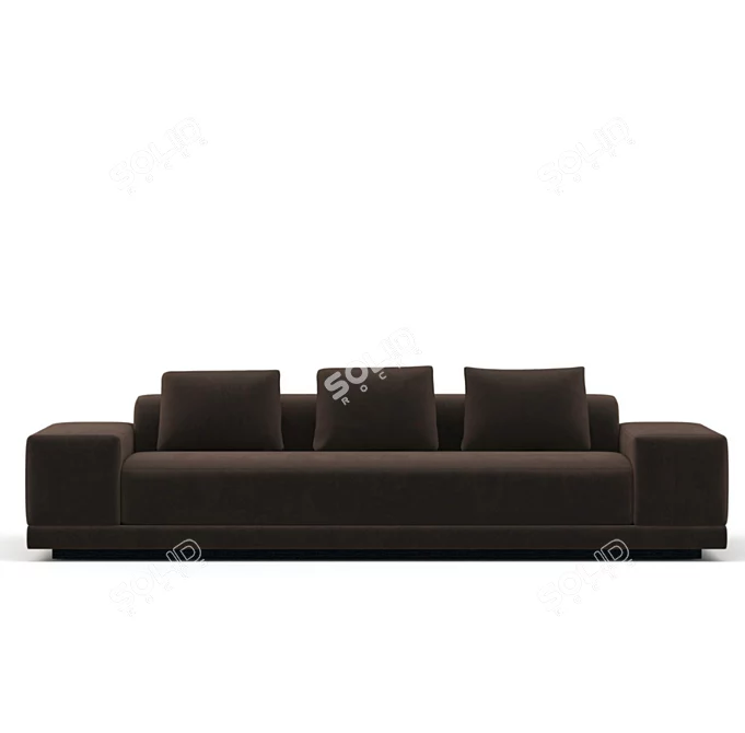 Velvet Maroon Highland Sofa 3D model image 3