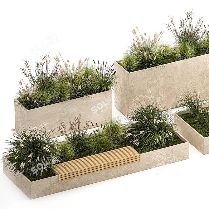 Urban Greenery Collection: Plants & Benches 3D model image 3