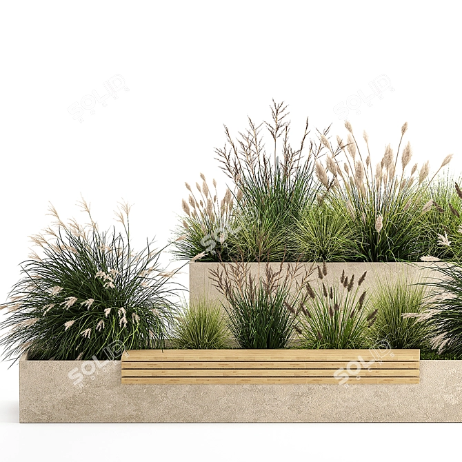 Urban Greenery Collection: Plants & Benches 3D model image 4