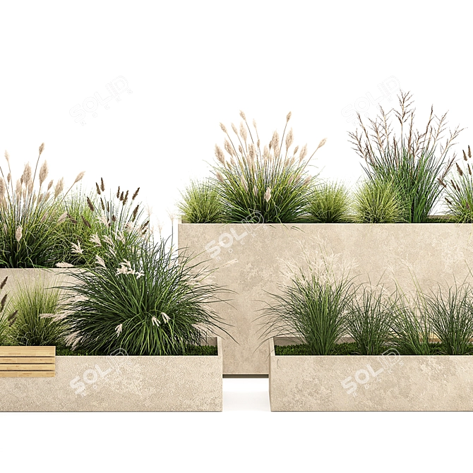 Urban Greenery Collection: Plants & Benches 3D model image 5