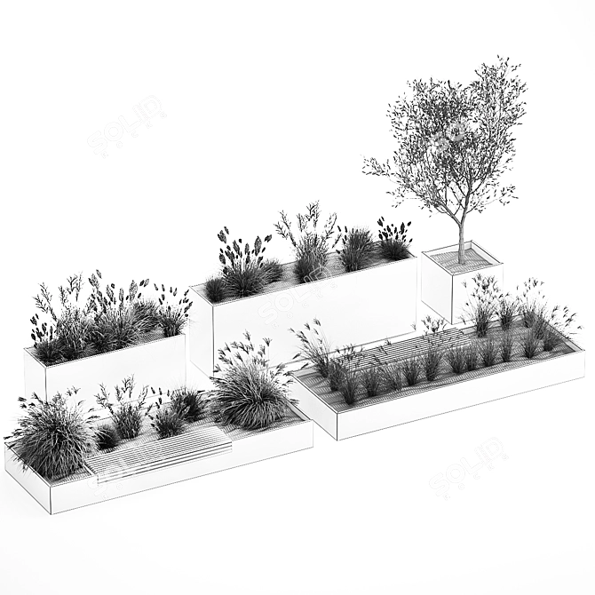 Urban Greenery Collection: Plants & Benches 3D model image 7