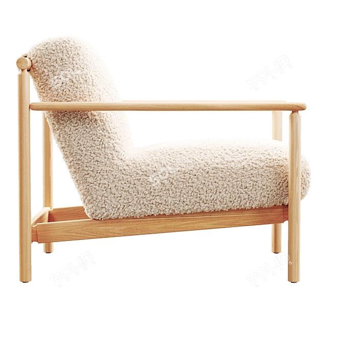 Nordic Shearling Oak Armchair 3D model image 2