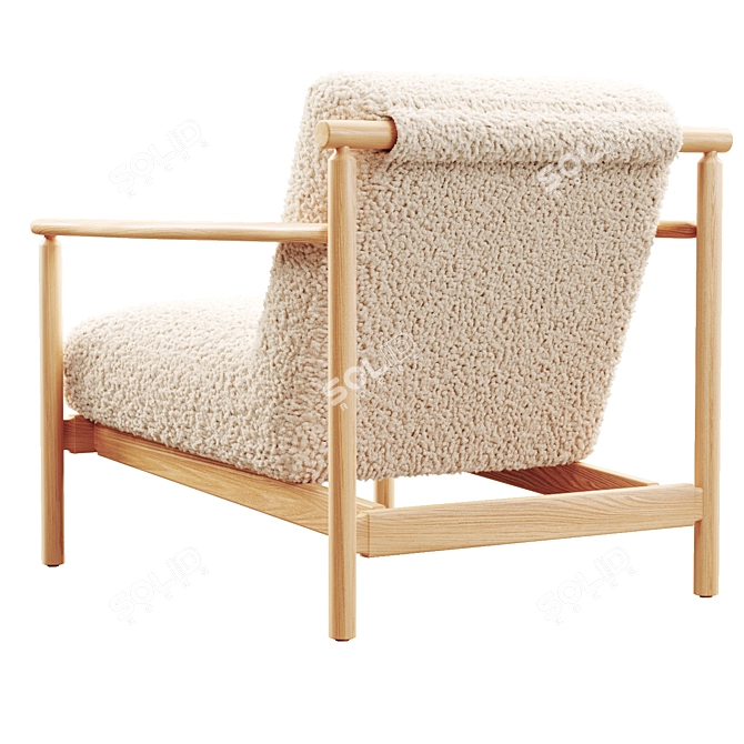 Nordic Shearling Oak Armchair 3D model image 4