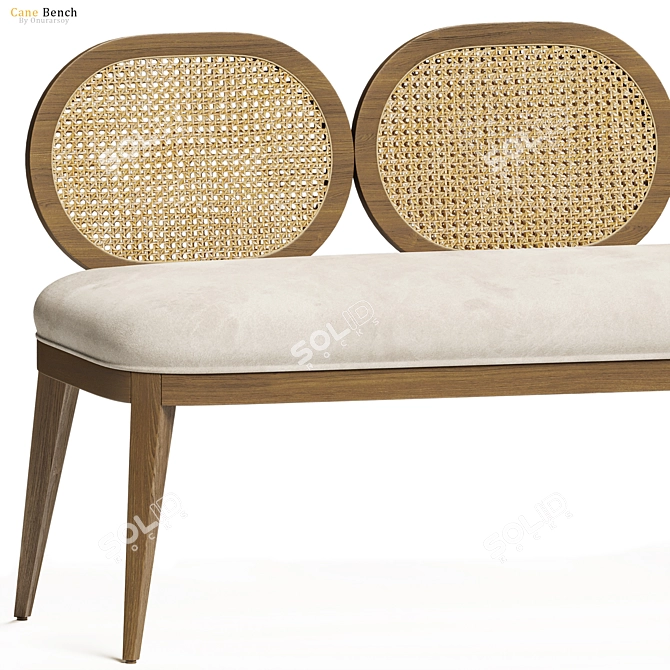 Stylish Grier Cane Bench 3D model image 2