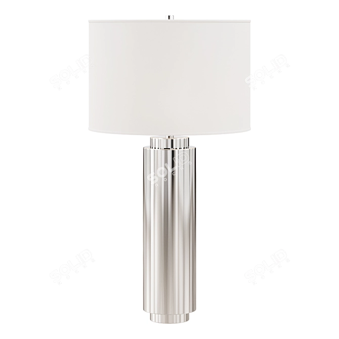 Sleek Nickel Pillar Table Lamp 3D model image 1