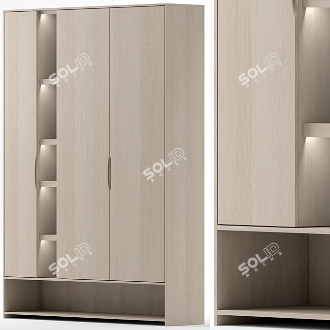 Versatile Wardrobe 4: 3 Wood Tones 3D model image 2