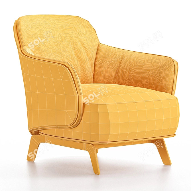 Modern Leather Armchair Kaori 3D model image 2