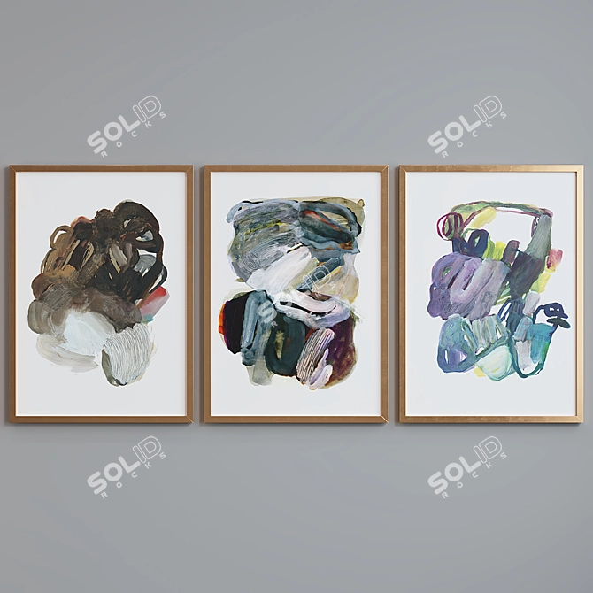 Modern Abstract Picture Frame Set 3D model image 2