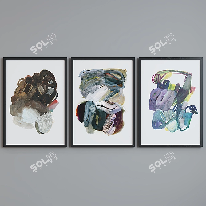 Modern Abstract Picture Frame Set 3D model image 5