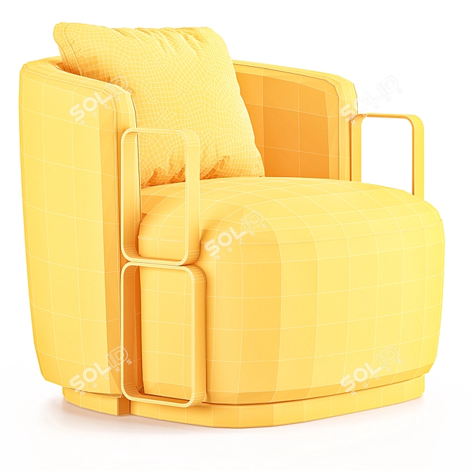 Boho Fabric Armchair with Brass Base 3D model image 3