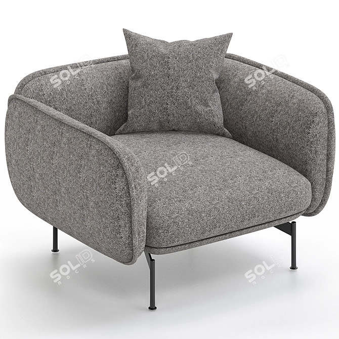 Modern Fabric Armchair 3D Model 3D model image 1