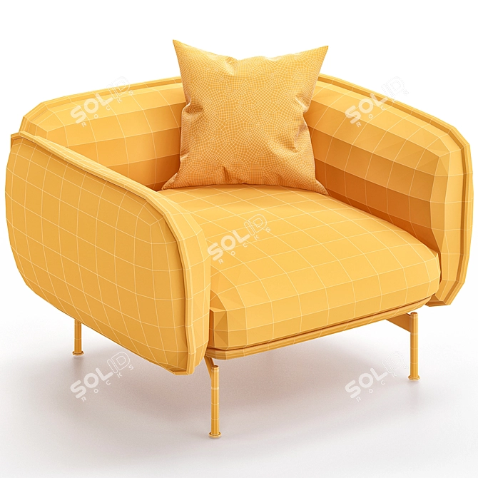 Modern Fabric Armchair 3D Model 3D model image 2