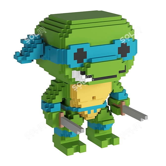 Retro 8-Bit Ninja Turtles Figurines 3D model image 3