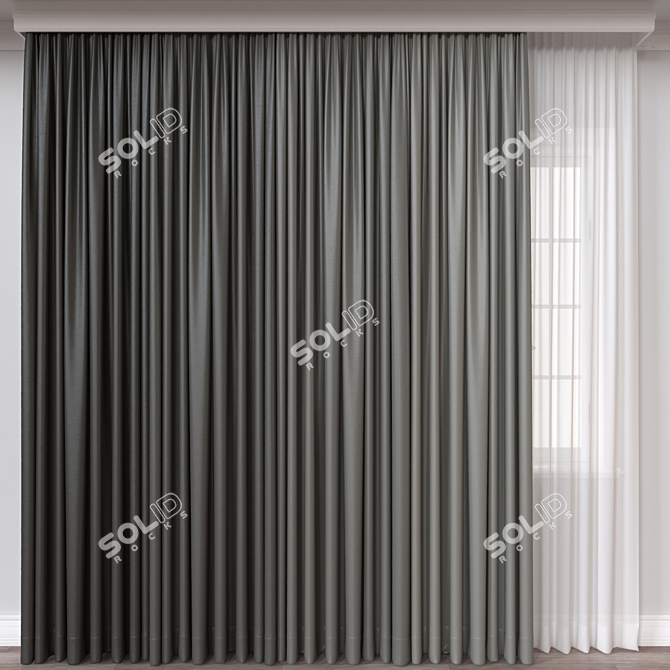 Window Curtain 3D Model - 78408 Polys 3D model image 1